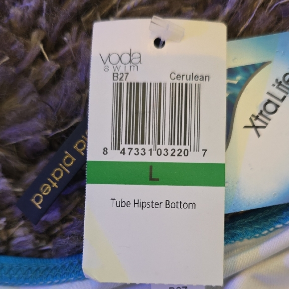 Voda Swim Cerulean Blue Trapezoid Hipster Bikini Bottom Size Large - Picture 2 of 4